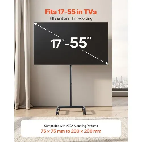 VEVOR rollbarer TV-Ständer Standfuß Fernsehstand für 431,8-1397 mm flach & Curved-TVs, tragbarer TV Bodenständer bis zu 20 kg (Max. VESA 200 x 200 mm) für Wohnzimmer Schlafzimmer Büro Outdoor VEVOR rollbarer TV-Ständer Standfuß Fernsehstand für 431,8-1397 mm flach & Curved-TVs, tragbarer TV Bodenständer bis zu 20 kg (Max. VESA 200 x 200 mm) für Wohnzimmer Schlafzimmer Büro Outdoor