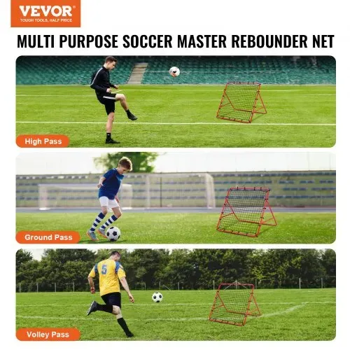 VEVOR Fußball Rebound Netz Tragbares Prellwand Fußball 48 x 48 mm, Rebounder Fußball Eisenrohr & PE-Netz Kinder & Jugendliche Fußballtor Rebounder Kicker für Fußball Training – Bild 6