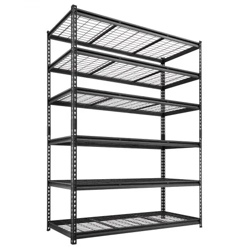 VEVOR Lagerregal 6-Stöckig Drahtregal 1400x612x1958mm mit 1633kg Tragkraft, Gitterregal für Lager Garage Werkstatt Zuhause, Stahlkonstruktion, Regalböden Höhenverstellbar, Drahtgitterpaneele, Schwarz – Bild 9