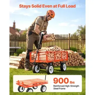 VEVOR Bollerwagen 408,2 kg Tragkraft, Gartenwagen mit PU-Reifen, Handwagen mit Verstellbarem Griff, Abnehmbaren Seitenwänden, Transportwagen zur Befestigung an ATV oder Traktor, Rot VEVOR Bollerwagen 408,2 kg Tragkraft, Gartenwagen mit PU-Reifen, Handwagen mit Verstellbarem Griff, Abnehmbaren Seitenwänden, Transportwagen zur Befestigung an ATV oder Traktor, Rot