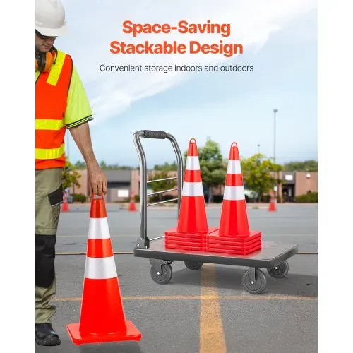 VEVOR 2 tlg. Sicherheitskegel Verkehrskegel PVC-Baukegel, 2 Reflektierende Kragen, Verkehrskegel mit Beschwerter Basis und Handring, für Verkehrskontrolle, Einfahrt, Straßenparken – Bild 5