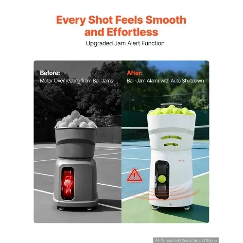 VEVOR Tennisballmaschine Max. 121 km/h Tischballwerfer 110 Ballkapazität, mit Spin-Steuerung, App-Steuerung, 2 Trainingsmodi, 4 Stunden Akkulaufzeit, Ausziehbarem Griff, Rollen und Kunststoffgehäuse – Bild 4