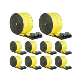 VEVOR Windengurte, 4″ x 40′, 6000 lbs Tragfähigkeit, 18000 lbs Bruchfestigkeit, LKW-Gurte mit flachem Haken, Ladungskontrolle für Anhänger, Bauernhöfe, Rettungen, Baumschoner, Gelb (10er-Pack) VEVOR Windengurte, 4″ x 40′, 6000 lbs Tragfähigkeit, 18000 lbs Bruchfestigkeit, LKW-Gurte mit flachem Haken, Ladungskontrolle für Anhänger, Bauernhöfe, Rettungen, Baumschoner, Gelb (10er-Pack)