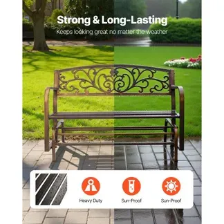 VEVOR Gartenbank Gartenmöbel Bänke 127 cm 250 kg Tragkraft, Terrassenbank mit Metallrahmen aus Karbonstahl, Balkonbank mit Armlehnen, Verandabank für Garten Park Hof Terrasse, Antikbronze VEVOR Gartenbank Gartenmöbel Bänke 127 cm 250 kg Tragkraft, Terrassenbank mit Metallrahmen aus Karbonstahl, Balkonbank mit Armlehnen, Verandabank für Garten Park Hof Terrasse, Antikbronze