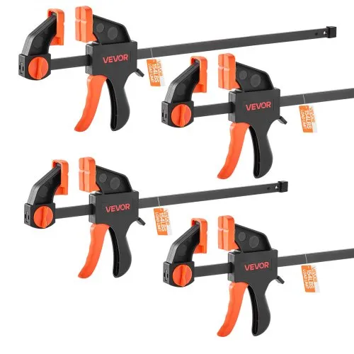 VEVOR Stangenklemmen für Holzbearbeitung 4 Stk. (30,48 cm / 15,24 cm Öffnung), Quick-Grip F-Klemme mit 70 kg Belastungsgrenze, 70 mm Tiefe, Klemmen aus Kunststoff & Stahl, Metallbearbeitung VEVOR Stangenklemmen für Holzbearbeitung 4 Stk. (30,48 cm / 15,24 cm Öffnung), Quick-Grip F-Klemme mit 70 kg Belastungsgrenze, 70 mm Tiefe, Klemmen aus Kunststoff & Stahl, Metallbearbeitung