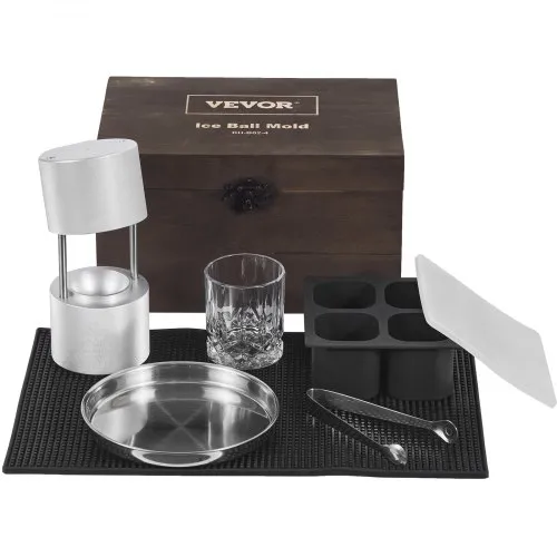 VEVOR Eiswürfelbereiter Eiswürfelformen Satz 60 mm, Eiswürfelform Eiskugelform mit Tropfschale & Eiszange & Glas, Strapazierfähige Eiswürfelformen Eiswürfelbehälter Silber Whisky, Americano VEVOR Eiswürfelbereiter Eiswürfelformen Satz 60 mm, Eiswürfelform Eiskugelform mit Tropfschale & Eiszange & Glas, Strapazierfähige Eiswürfelformen Eiswürfelbehälter Silber Whisky, Americano