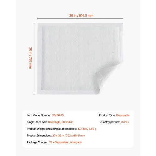 VEVOR Einwegunterlagen 762x914,5 mm, Inkontinenzunterlagen, saugfähige Chux-Pads mit 5-lagigem Schutz für Bett, Sofa & Matratze, Unterlage für Haustiere, Erwachsene, Kinder, Senioren (75er-Pack) – Bild 6