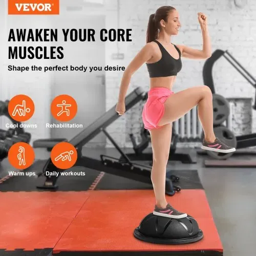 VEVOR Halb-Gymnastikball-Trainer, 23 Zoll Balance Ball Trainer, 660 lbs Tragkraft Stabilitätsball, Yoga-Ball mit Widerstandsbändern und Pumpe, Kraft-Fitnessball für das Heim-Fitnessstudio, Ganzkörpertraining, Schwarz VEVOR Halb-Gymnastikball-Trainer, 23 Zoll Balance Ball Trainer, 660 lbs Tragkraft Stabilitätsball, Yoga-Ball mit Widerstandsbändern und Pumpe, Kraft-Fitnessball für das Heim-Fitnessstudio, Ganzkörpertraining, Schwarz
