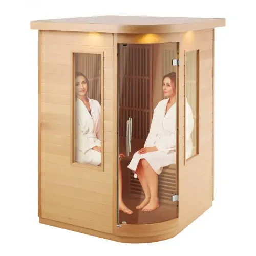 VEVOR Ferninfrarot-Holzsauna, Sauna-Spa für Zuhause, für 2 Personen, Niedrige EMF-Ferninfrarot-Sauna mit gehärteter Glastür & LED-Mehrfarbenlampe & Bluetooth-Lautsprechern, 2 kW für den Innenbereich – Bild 10