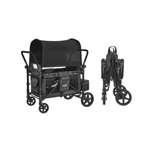 VEVOR Kinderwagen für 4 Kinder, Push-Pull-Reisebuggy mit verstellbarem Griff, Sicherheitsgurt und abnehmbarem Verdeck, 4-Sitzer-Bollerwagen für Camping, Dunkelgrau und Schwarz (150 kg Tragkraft) VEVOR Kinderwagen für 4 Kinder, Push-Pull-Reisebuggy mit verstellbarem Griff, Sicherheitsgurt und abnehmbarem Verdeck, 4-Sitzer-Bollerwagen für Camping, Dunkelgrau und Schwarz (150 kg Tragkraft)