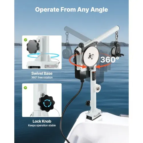 VEVOR Krabbenkorb-Hebevorrichtung, 12 V DC 1200 W, Seilwinde 90 kg Hubkapazität, Leitungsgeschwindigkeit von 35 m/min, 360° Rotation, Krabbentopfzieher für Krabben-, Garnelen-, Hummerfallen – Bild 3