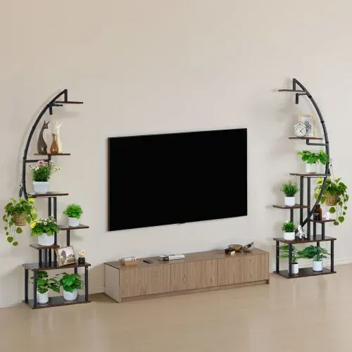VEVOR Pflanzenständer mit Wachstumslichtern 2er Pack, 7-stufiger Blumenständer, Blumentreppe, Pflanzentreppe, 3 Timer- & 10 Helligkeitsstufen, Blumenregal für das Wohnzimmer, 550x260x1665mm – Bild 7