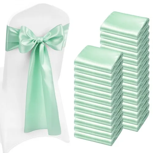 VEVOR Satin-Stuhlschärpen mit Schleifen (275×17 cm) 100 x Stuhlbänder zum Binden, Stuhlbänder für Hochzeiten Partys Bankett Dekorationen Veranstaltungen Bankettstuhlbezüge, Stuhlschleifen Grün VEVOR Satin-Stuhlschärpen mit Schleifen (275×17 cm) 100 x Stuhlbänder zum Binden, Stuhlbänder für Hochzeiten Partys Bankett Dekorationen Veranstaltungen Bankettstuhlbezüge, Stuhlschleifen Grün