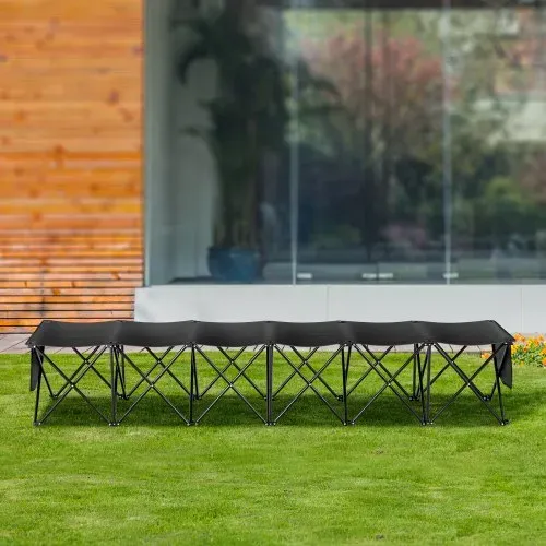 VEVOR Tragbare Klappbank, 6 Sitze, faltbare Seitenbank, Outdoor-Campingbankstühle mit Tragetasche, Mannschaftssport-Seitenbank für Fußball, Camping, Angeln, kein Zusammenbau nötig, sofortige Sitzgelegenheit, schwarz – Bild 7