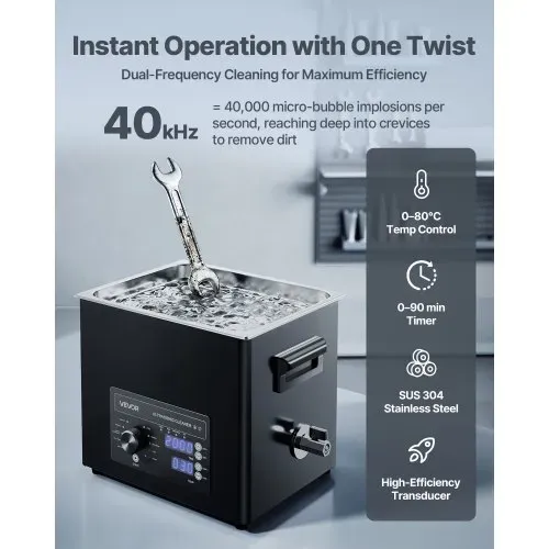 VEVOR Ultraschallreiniger professionelles Ultraschallreinigungsgerät mit Drehknopfsteuerung 10 L, Reinigungsgerät mit Korb & Reinigungskugel, Ultraschallgerät für Uhren Rasierer Schmuck Münzen VEVOR Ultraschallreiniger professionelles Ultraschallreinigungsgerät mit Drehknopfsteuerung 10 L, Reinigungsgerät mit Korb & Reinigungskugel, Ultraschallgerät für Uhren Rasierer Schmuck Münzen