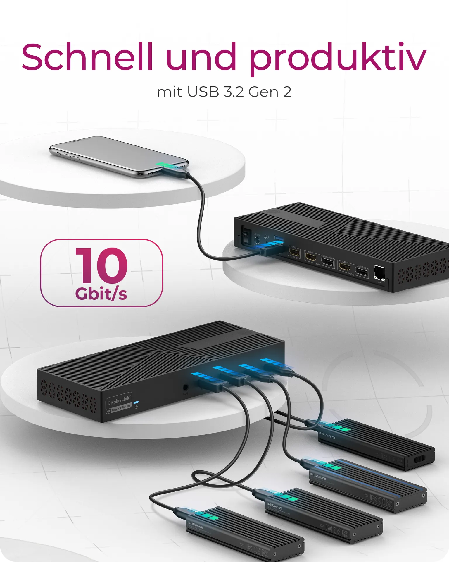 ICY BOX IB-DK2246AC, DisplayLink Notebook DockingStation, DisplayLink® und DP Alt Mode, 2x DisplayPort™ oder 2x HDMI® plus 1x HDMI® Schnittstelle bis zu 4096 – Bild 5