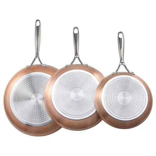 VEVOR Bratpfannen Set 3-tlg. (20 / 27 / 30 cm), Hochleistungs-Bratpfannen aus Aluminium (Antihaftbeschichtet), Kochpfanne Küchenkochgeschirr geeignet für Gas Elektro Induktion Grau – Bild 10
