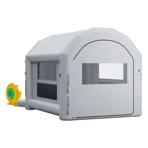 VEVOR Aufblasbare Lackierkabine 4x3x2,75 m Spritzkabine Lackierzelt Grau, mit 750-W-Gebläse & Aktivkohlefiltration PVC-Fenster Gewölbtem Dach für Fahrräder Motorräder & Möbel Tragbar – Bild 10