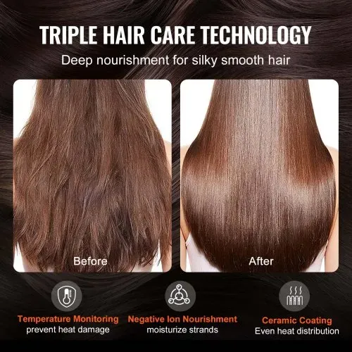 VEVOR Haartrockner, Ionen-Haartrocknerbürste, 110.000 U/min Airstyler mit Oval- & Paddelbürste, 4 Temperatur- & 3-Geschwindigkeits-Föhnbürsten-Styling-Tool für Trocknen, Volumengebendes Glätten – Bild 4