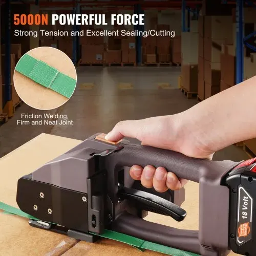 VEVOR Elektrische Umreifungsmaschine, für 0,39"-0,75" PP-PET-Bänder, tragbares elektrisches Umreifungswerkzeug mit Digitalanzeige, 2 x 4000 mAh batteriebetriebenes automatisches Umreifungswerkzeug für Verpackungskartonpaletten – Bild 3