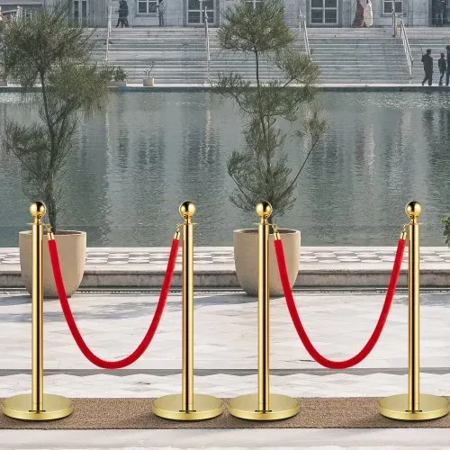 VEVOR 4-teiliges Personenleitsystem 96 cm Gesamthöhe Absperrung, Abgrenzungsständer Leitpfosten, Absperrständer mit 1,5 m Länge Seil für Hochzeiten, Hotels, Ausstellungen Goldener Absperrständer – Bild 7