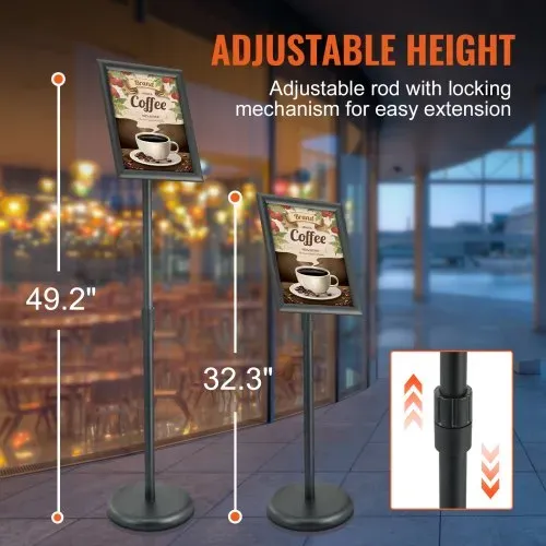 VEVOR Informationsständer mit Sockel 279 x 216 mm Infoständer Einstellbare Höhe 820-1250 mm Posterständer, Robuster Schilderhalter Aufsteller Gefüllt mit Sand oder Wasser, für Displays, Werbung – Bild 2