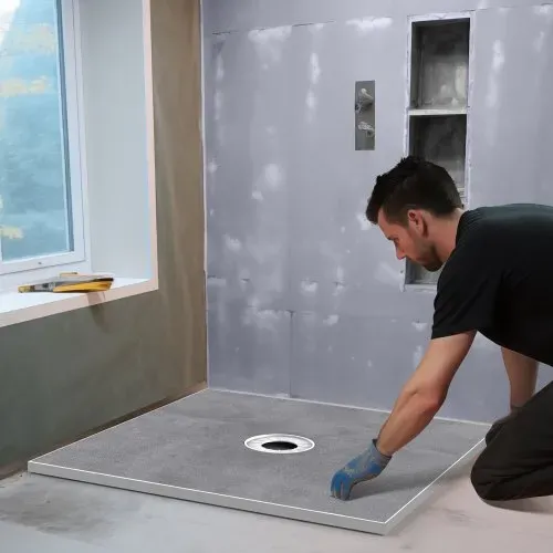VEVOR Duschrand-Set, 914 x 914 x 22 mm, großes Duschwannen-Set mit 16 cm zentralem Abfluss, leichte EPS-Duschinstallations-Sets mit 2 wasserdichten Tüchern, Duschwannen-Neigungsstangen – Bild 7