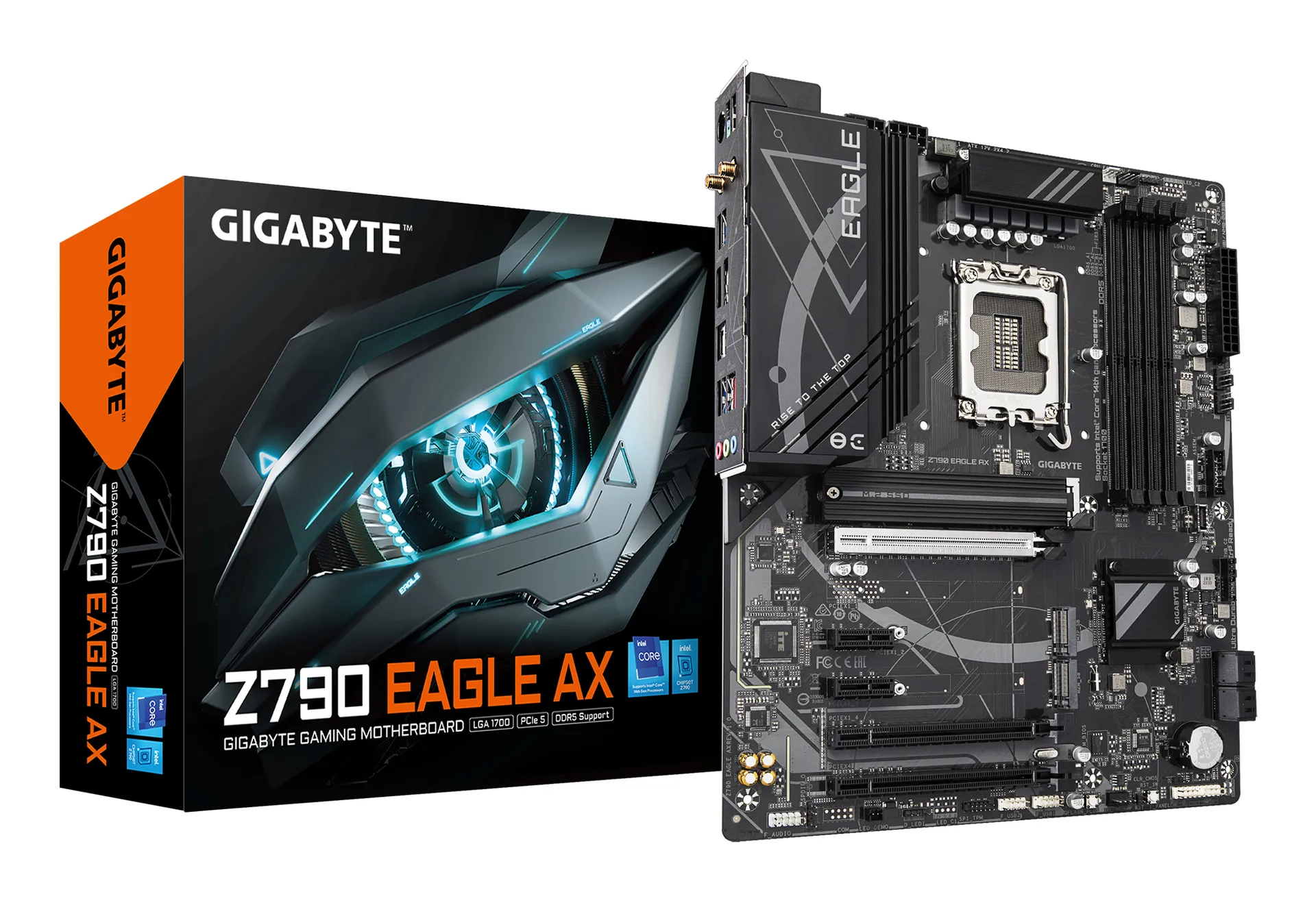 GIGABYTE Z790 EAGLE AX Motherboard – Unterstützt Intel Core 14. Generation CPUs, 12+1+1 Phasen Digital VRM, bis zu 7600MHz DDR5 (OC), 3xPCIe 4.0 M.2, Wi-Fi 6E, 2.5GbE LAN, USB 3.2 Gen 2 GIGABYTE Z790 EAGLE AX Motherboard – Unterstützt Intel Core 14. Generation CPUs, 12+1+1 Phasen Digital VRM, bis zu 7600MHz DDR5 (OC), 3xPCIe 4.0 M.2, Wi-Fi 6E, 2.5GbE LAN, USB 3.2 Gen 2