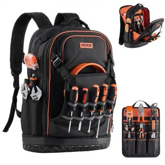 VEVOR Werkzeugrucksack, 65 Taschen, Werkzeug-Aufbewahrungs-Organizer, Backpack mit Laptopfach & geformtem Boden, Baustellenrucksack für Elektriker, Reparaturarbeiter & Heizungstechniker VEVOR Werkzeugrucksack, 65 Taschen, Werkzeug-Aufbewahrungs-Organizer, Backpack mit Laptopfach & geformtem Boden, Baustellenrucksack für Elektriker, Reparaturarbeiter & Heizungstechniker