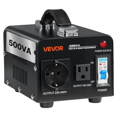 VEVOR Spannungswandler-Transformator, 500VA, Aufwärts-/Abwärtstransformator, Konvertierung von 110 V auf 220 V & von 220 V auf 110 V, mit US-, EU-Steckdose, Netzkabel, Schutzschalter VEVOR Spannungswandler-Transformator, 500VA, Aufwärts-/Abwärtstransformator, Konvertierung von 110 V auf 220 V & von 220 V auf 110 V, mit US-, EU-Steckdose, Netzkabel, Schutzschalter