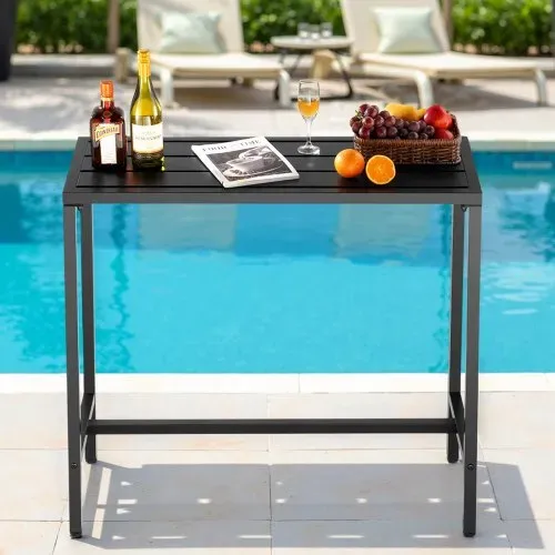 VEVOR Bartisch, 1000 x 375 x 980 mm, Bistrotisch, Stehtisch mit Metallgestell, rechteckige Esstische, Küchentisch, Tresentisch, Partytisch, Gartenmöbel für Balkon, Garten, Poolrand – Bild 7