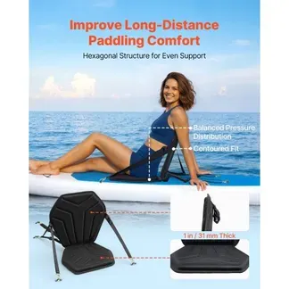 VEVOR 1 x Kajaksitz 31 mm Dicke, Gepolsterter Sitz für Paddleboard, Bootssitz mit Rückenlehne & Aufbewahrungstasche & Verstellbaren Gurten & Sechseckigem Sitzkissen für SUP Kanu Angelboot VEVOR 1 x Kajaksitz 31 mm Dicke, Gepolsterter Sitz für Paddleboard, Bootssitz mit Rückenlehne & Aufbewahrungstasche & Verstellbaren Gurten & Sechseckigem Sitzkissen für SUP Kanu Angelboot