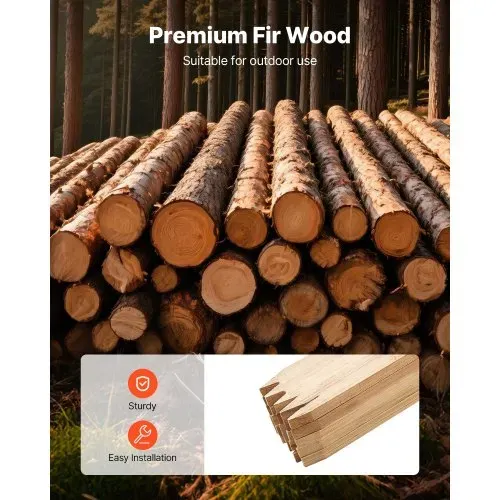 VEVOR Holzpfähle, 25 Stk. 17,53x12,7x1219,2 mm Holzpflöcke, Holzpfosten mit scharfer Spitze, Zaunpfähle aus Tannenholz, Wegweiser für Schlammzäune, Hinterhofbegrenzungen, Grundlinien – Bild 2