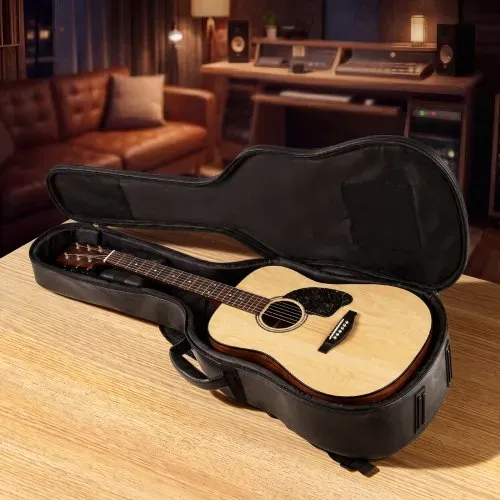 VEVOR Gitarrentasche für 41-Zoll-Akustikgitarren mit Tragegriff Schwarz, Gitarrenrucksack mit Schaumstoffpolsterung, Außenzubehörfach und Schultergurten, 1195 mm Gig Bag aus PU-Leder – Bild 7