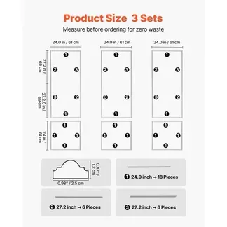 VEVOR Wandform-Set, 3er-Pack, 61x61cm & 61x138cm Stuckleisten aus Lackierbarem Polystyrol, Wasserfeste Wandleiste, Zierleiste für Wände, Friesleisten für Wohnzimmer, Schlafzimmer, Zuhause, Weiß VEVOR Wandform-Set, 3er-Pack, 61x61cm & 61x138cm Stuckleisten aus Lackierbarem Polystyrol, Wasserfeste Wandleiste, Zierleiste für Wände, Friesleisten für Wohnzimmer, Schlafzimmer, Zuhause, Weiß