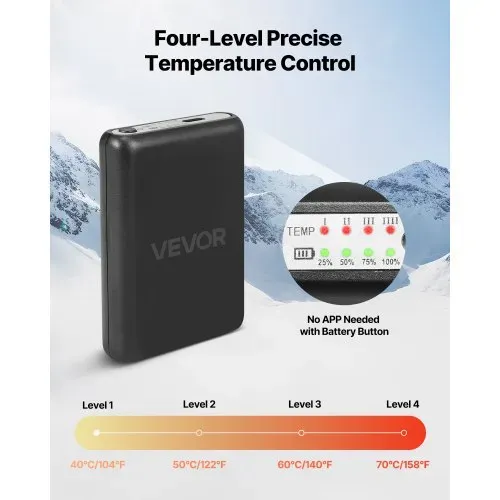 VEVOR Beheizte Socken, 6000 mAh Akkubetrieben, Wiederaufladbare Heizsocken mit 4 Heizstufen und APP-Steuerung, 40–70 °C Fußwärmer für Outdoor, Angeln, Camping, Wandern, Unisex – Bild 2