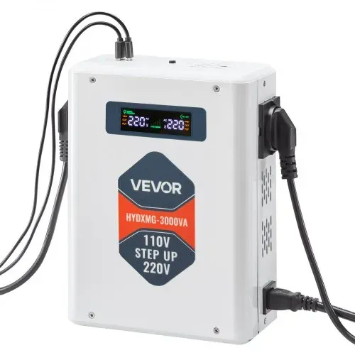 VEVOR Spannungswandler aufwärts, 3000 VA, Hochleistungs-Stromwandler, 110 V auf 220 V Leistungstransformator, mit 2 EU-Steckdosen, USB-Ausgang, LCD-Display, Temperaturschutz, für 220-V-Geräte – Bild 10
