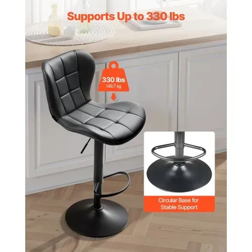 VEVOR Barhocker moderner Thekenhocker aus PU-Leder 2 Stk. 360° drehbarer Bistrohocker mit Rückenlehne & Fußstütze, höhenverstellbarer Küchenhocker (149,7 kg belastbar) für Esszimmer Bar VEVOR Barhocker moderner Thekenhocker aus PU-Leder 2 Stk. 360° drehbarer Bistrohocker mit Rückenlehne & Fußstütze, höhenverstellbarer Küchenhocker (149,7 kg belastbar) für Esszimmer Bar