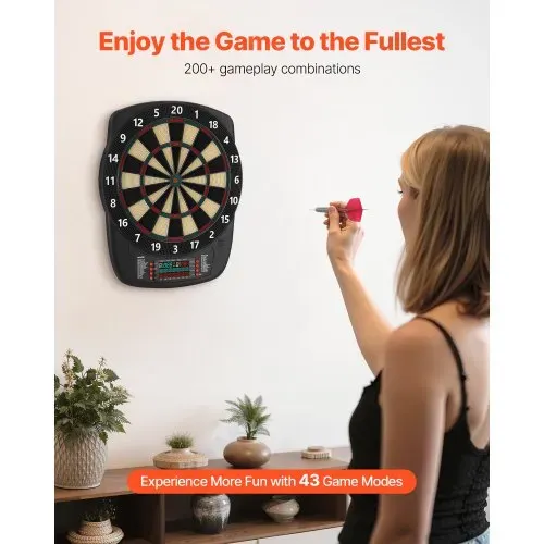 VEVOR Elektronische Dartscheibe, 342,9 mm E-Dartboard mit 43 Spielen & über 200 Variationen für bis zu 8 Spieler, 6 Dartschäfte mit Flights & 50 Ersatz-Pfeilspitzen, Farb-LCD-Punkteanzeige VEVOR Elektronische Dartscheibe, 342,9 mm E-Dartboard mit 43 Spielen & über 200 Variationen für bis zu 8 Spieler, 6 Dartschäfte mit Flights & 50 Ersatz-Pfeilspitzen, Farb-LCD-Punkteanzeige