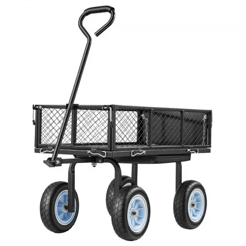 VEVOR Bollerwagen 226,8 kg Tragkraft, Gartenwagen mit Sitz & PU-Rädern, Transportwagen mit Werkzeugablage & Verstellbarem Griff, Gerätewagen für Rasen, Terrasse & Garten, Schwarz – Bild 8