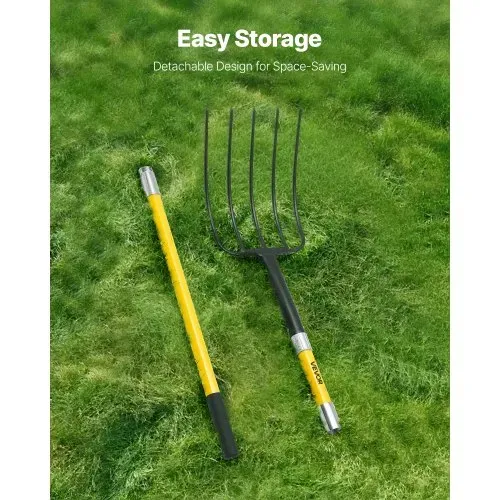 VEVOR Dunggabel 1450 mm, 5-Zinken-Heugabel mit Fiberglasstiel, Mistgabel, Mistforke, Gartenforke, Spatengabel aus geschmiedetem Stahl für Heu, Kartoffelkompostierung, Umpflanzen und Belüftung – Bild 3