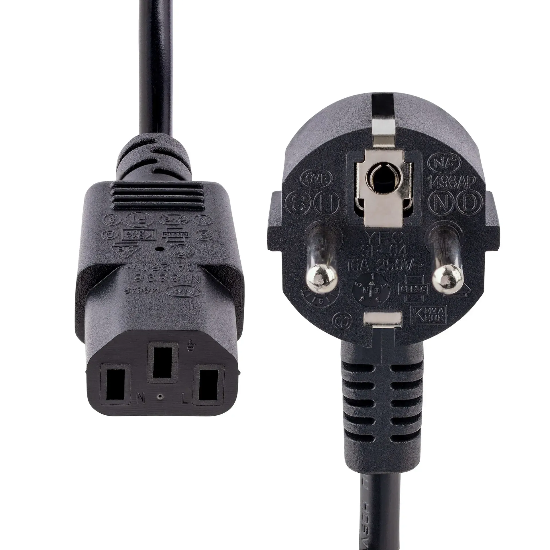 StarTech.com 3 m C13 Stromkabel, 18AWG, EU Schuko auf C13 (Kaltgerätestecker), 10A 250V, Schwarz, Kaltgerätekabel, PC / Computer Stromkabel, Drucker / Monitor / PC / C13 Netzkabel – Bild 4