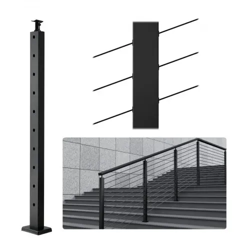VEVOR Kabelgeländerpfosten, 91,4×2,5×5,1 cm, Stahl, 30° abgewinkeltes Loch, 10 vorgebohrte Löcher, SUS304 Edelstahl-Kabelgeländerpfosten mit gebogener Halterung, schwarz, 1JZLGZHS91424HS5GV0 VEVOR Kabelgeländerpfosten, 91,4×2,5×5,1 cm, Stahl, 30° abgewinkeltes Loch, 10 vorgebohrte Löcher, SUS304 Edelstahl-Kabelgeländerpfosten mit gebogener Halterung, schwarz, 1JZLGZHS91424HS5GV0