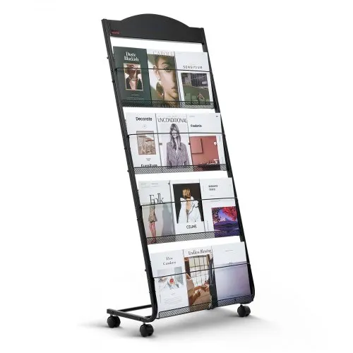 VEVOR faltbarer Prospektständer Zeitschriftenständer mit 4 Taschen, rollbarer Literaturständer Kataloghalter Schrägsteller, Buchständer Bodenaufsteller für Messe, Büroshows, Ausstellung VEVOR faltbarer Prospektständer Zeitschriftenständer mit 4 Taschen, rollbarer Literaturständer Kataloghalter Schrägsteller, Buchständer Bodenaufsteller für Messe, Büroshows, Ausstellung