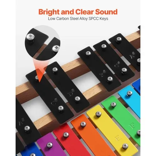 VEVOR Glockenspiel, 27 Noten, professionelles Xylophon-Schlaginstrument, mit SPCC-Klappen & bunten Metalltasten, inklusive 4 Schlägeln, Tragetasche, Musikinstrumenten-Set für Anfänger – Bild 2
