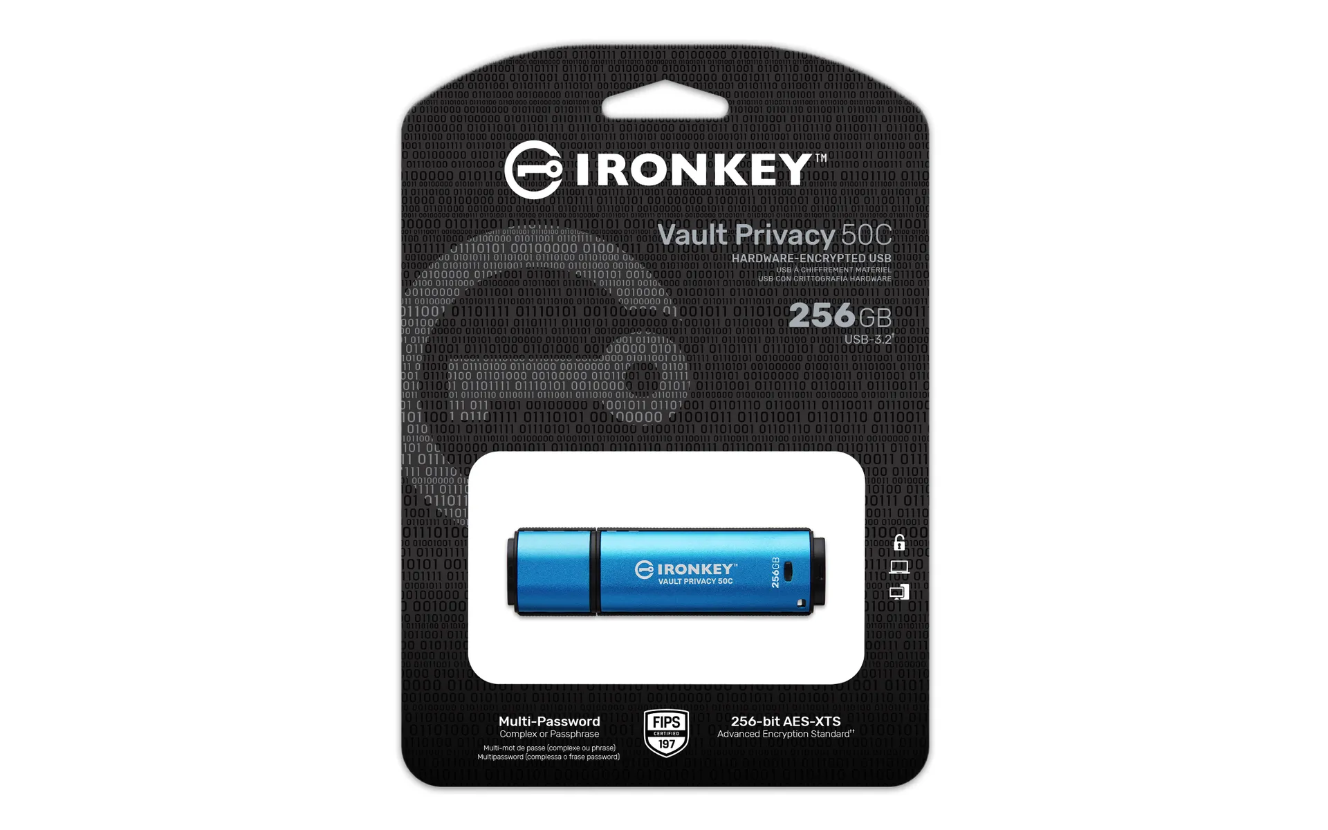 Kingston Technology IronKey 256GB USB-C Vault Privacy 50C AES-256 verschlüsselter, FIPS 197 – Bild 3