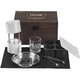 VEVOR Eiswürfelbereiter Eiswürfelformen Satz 60 mm, Eiswürfelform Eiskugelform mit Tropfschale & Eiszange & Glas, Strapazierfähige Eiswürfelformen Eiswürfelbehälter Silber Whisky, Americano VEVOR Eiswürfelbereiter Eiswürfelformen Satz 60 mm, Eiswürfelform Eiskugelform mit Tropfschale & Eiszange & Glas, Strapazierfähige Eiswürfelformen Eiswürfelbehälter Silber Whisky, Americano