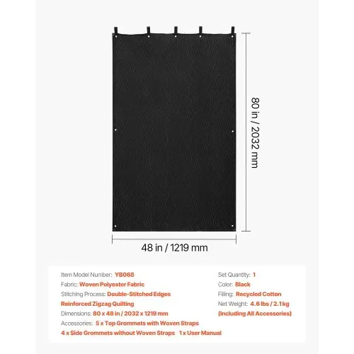 VEVOR Sounddecke 2032x1219 mm, Akustikdecke, Schalldämpfungsdecken, Schallschutzvorhang, Schallschutzdecke mit Ösen, Studio-Ösendecke, für Studio, Lichtblocker, Musikaufnahmen, Schwarz – Bild 6