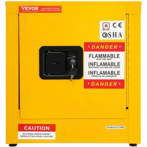 VEVOR Gefahrstoffschrank Gelb, 1 Tür verschließbar, Umweltschrank aus kaltgewalzter Stahl, Gefahrstoffschrank Pflanzenschutzschrank Chemikalienschrank zur Aufbewahrung Lagerung, 43 x 43 x 46 cm – Bild 9