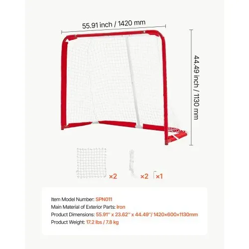 VEVOR Street-Hockey-Tor 142 x 113 cm für Street- und Rollerhockey-Training, Hockeynetz mit Metallrahmen, Feldhockey-Tor für Indoor und Outdoor, Tragbares Inlinehockey-Tor für Garten Garage – Bild 6